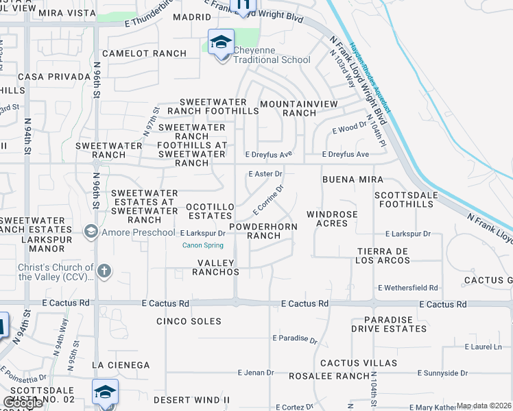 map of restaurants, bars, coffee shops, grocery stores, and more near 10075 East Corrine Drive in Scottsdale