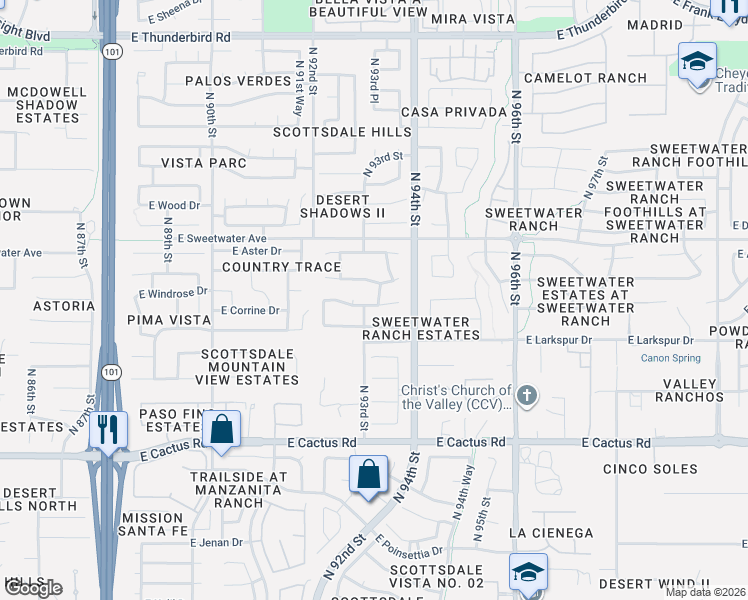 map of restaurants, bars, coffee shops, grocery stores, and more near 9316 East Desert Trail in Scottsdale