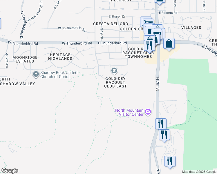 map of restaurants, bars, coffee shops, grocery stores, and more near 12640 North 2nd Street in Phoenix