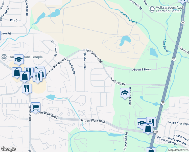 map of restaurants, bars, coffee shops, grocery stores, and more near 882 Pine Shoals Drive in Atlanta