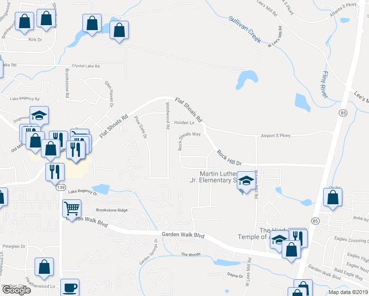 map of restaurants, bars, coffee shops, grocery stores, and more near 882 Pine Shoals Drive in Atlanta