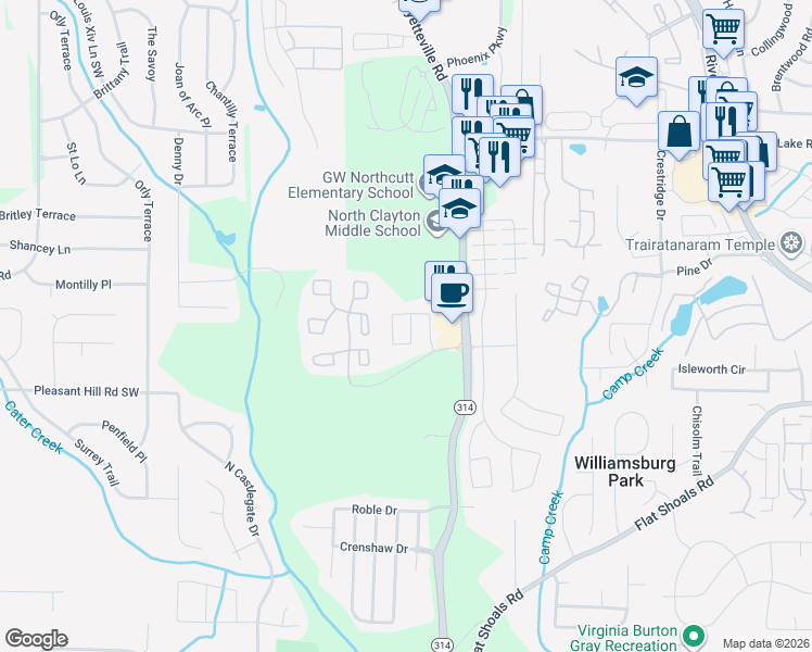 map of restaurants, bars, coffee shops, grocery stores, and more near 1695 Broad River Road in Atlanta