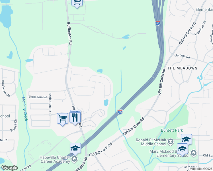 map of restaurants, bars, coffee shops, grocery stores, and more near 3010 Sable Tr in Atlanta