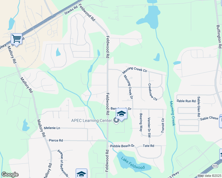 map of restaurants, bars, coffee shops, grocery stores, and more near 5642 Feldwood Road in Atlanta