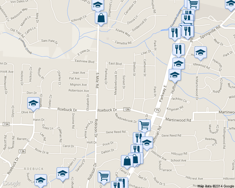 map of restaurants, bars, coffee shops, grocery stores, and more near 818 Sunset Drive in Birmingham