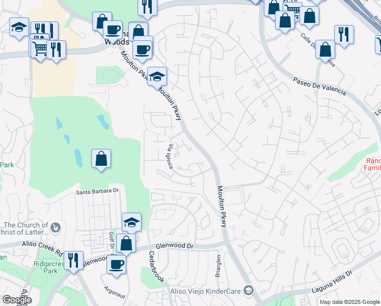 map of restaurants, bars, coffee shops, grocery stores, and more near 23575 Los Adornos in Laguna Hills