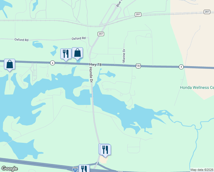 map of restaurants, bars, coffee shops, grocery stores, and more near 45582 U.S. 78 in Lincoln