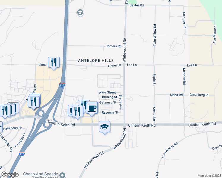 map of restaurants, bars, coffee shops, grocery stores, and more near 28391 Partridge Way in Murrieta