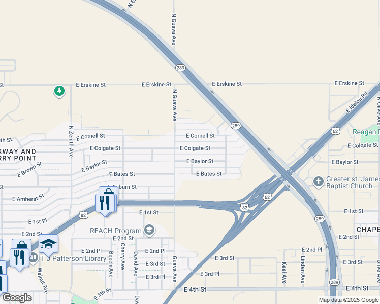 map of restaurants, bars, coffee shops, grocery stores, and more near 3306 East Baylor Street in Lubbock