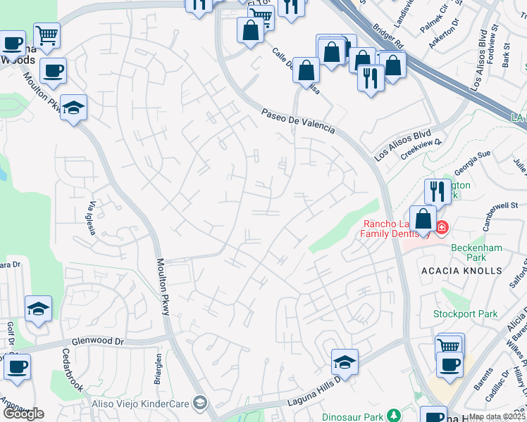 map of restaurants, bars, coffee shops, grocery stores, and more near 536 Via Estrada in Laguna Woods