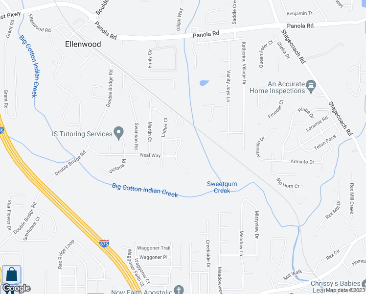 map of restaurants, bars, coffee shops, grocery stores, and more near 5596 Hosea Court in Ellenwood