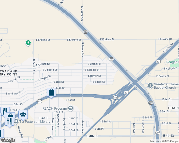 map of restaurants, bars, coffee shops, grocery stores, and more near 3306 East Baylor Street in Lubbock