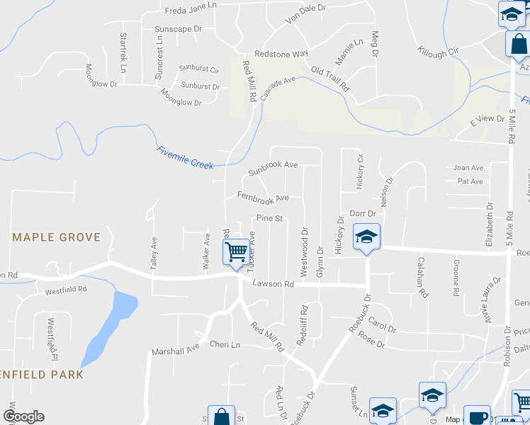 map of restaurants, bars, coffee shops, grocery stores, and more near 324 Pine Street in Birmingham