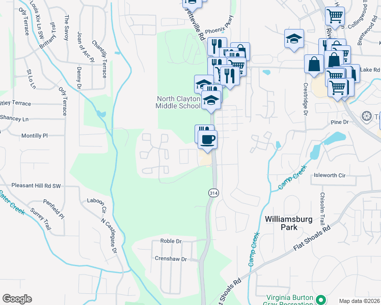 map of restaurants, bars, coffee shops, grocery stores, and more near 1796 Broad River Road in Atlanta