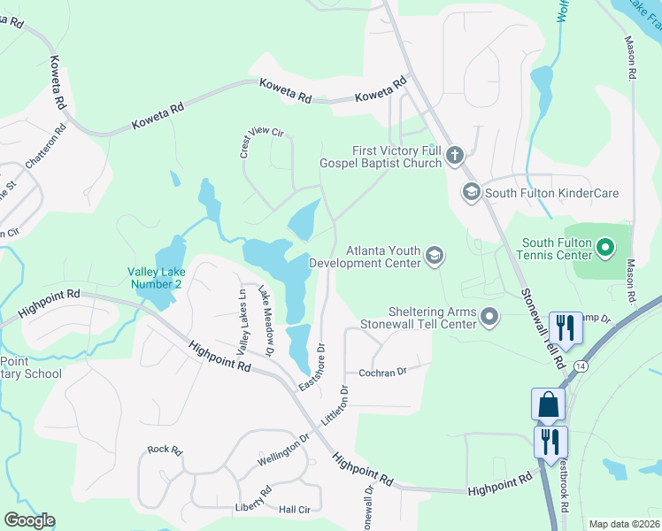 map of restaurants, bars, coffee shops, grocery stores, and more near 8264 Eastshore Drive in Union City