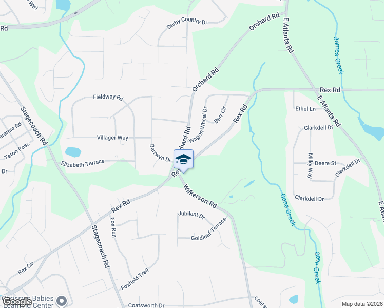 map of restaurants, bars, coffee shops, grocery stores, and more near 237 Wagon Wheel Drive in Rex