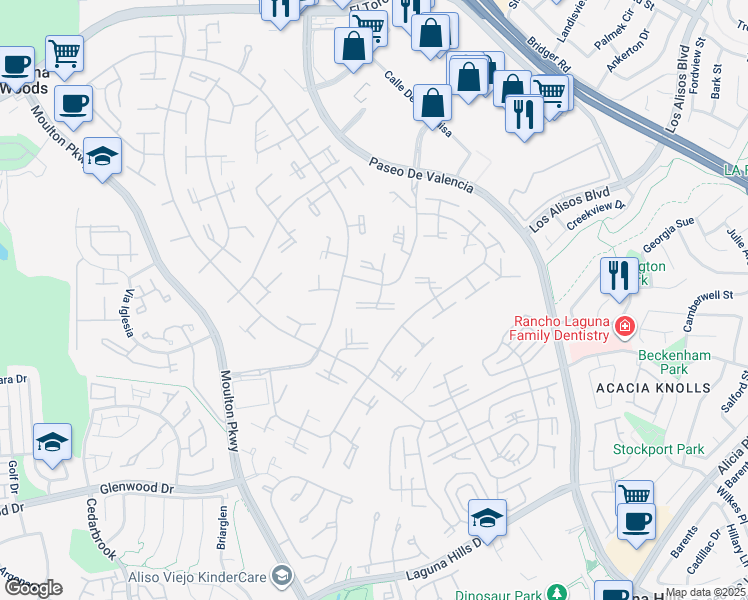 map of restaurants, bars, coffee shops, grocery stores, and more near 546 Via Estrada in Laguna Woods
