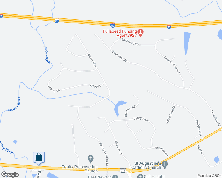 map of restaurants, bars, coffee shops, grocery stores, and more near 190 Alcovy Way in Covington
