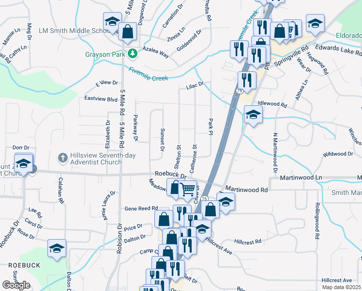 map of restaurants, bars, coffee shops, grocery stores, and more near 916 Shelton Street in Birmingham
