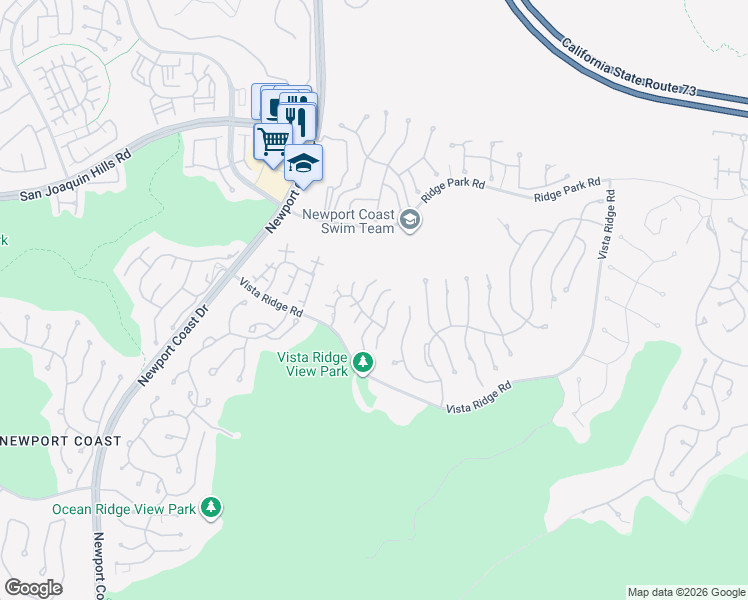 map of restaurants, bars, coffee shops, grocery stores, and more near 21 Splendore Drive in Newport Beach