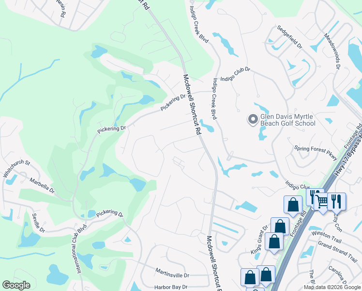 map of restaurants, bars, coffee shops, grocery stores, and more near 125 Laurel Hill Place in Murrells Inlet