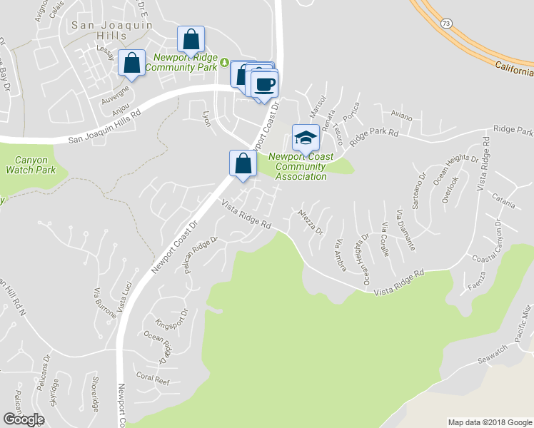 map of restaurants, bars, coffee shops, grocery stores, and more near 17 Firenze Court in Newport Beach