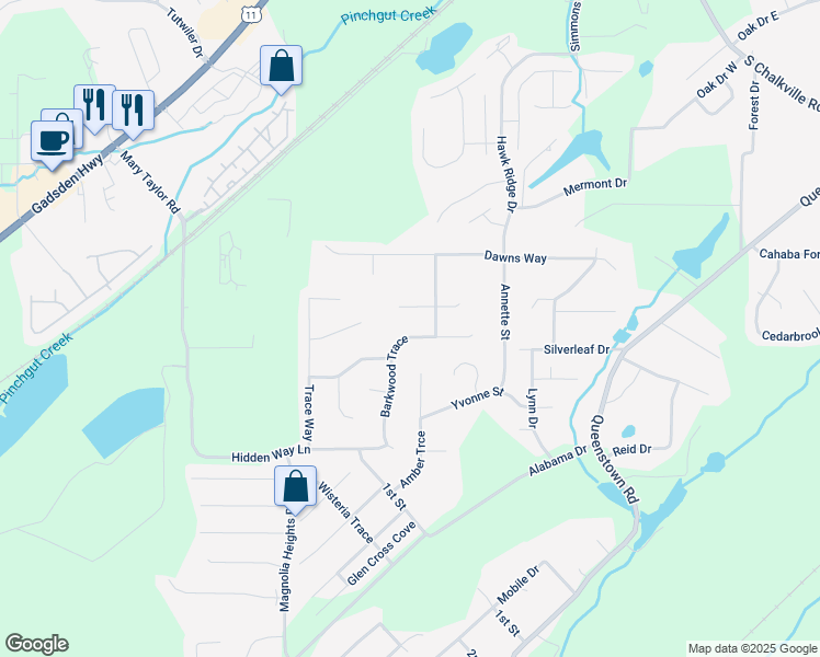 map of restaurants, bars, coffee shops, grocery stores, and more near 3201 Trace Circle in Trussville