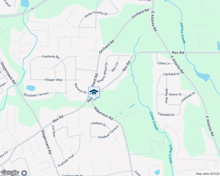 map of restaurants, bars, coffee shops, grocery stores, and more near 4324 Rex Road in Rex