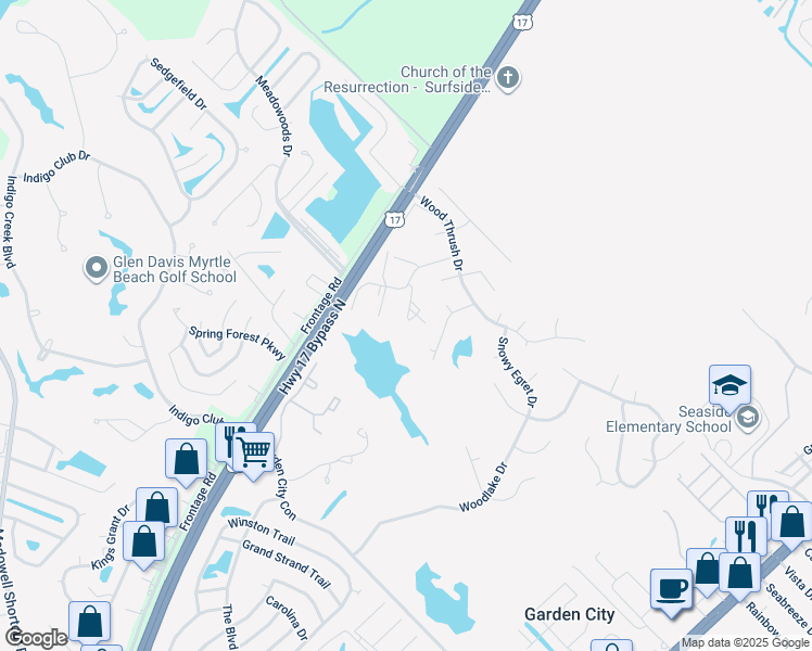map of restaurants, bars, coffee shops, grocery stores, and more near 2306 Sweetwater Boulevard in Murrells Inlet