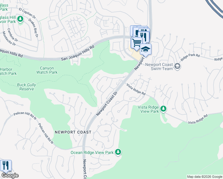 map of restaurants, bars, coffee shops, grocery stores, and more near 11 Torrey Pine Drive in Newport Beach