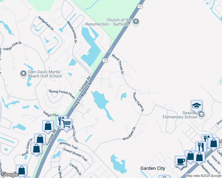 map of restaurants, bars, coffee shops, grocery stores, and more near 2201 Skimmer Court in Murrells Inlet
