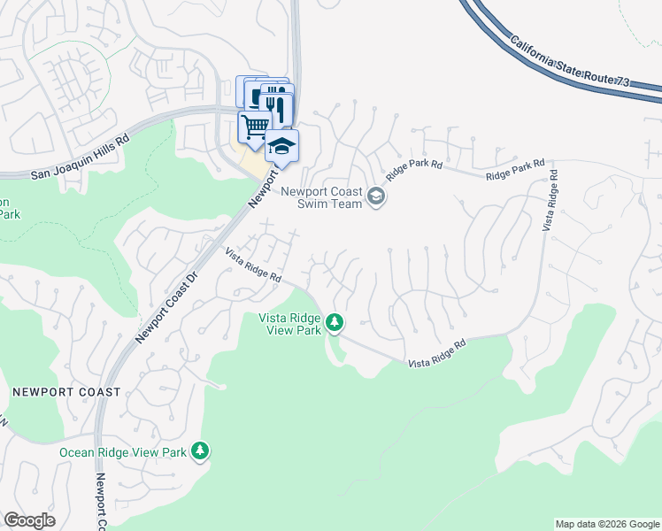 map of restaurants, bars, coffee shops, grocery stores, and more near 11 Lucania Drive in Newport Beach