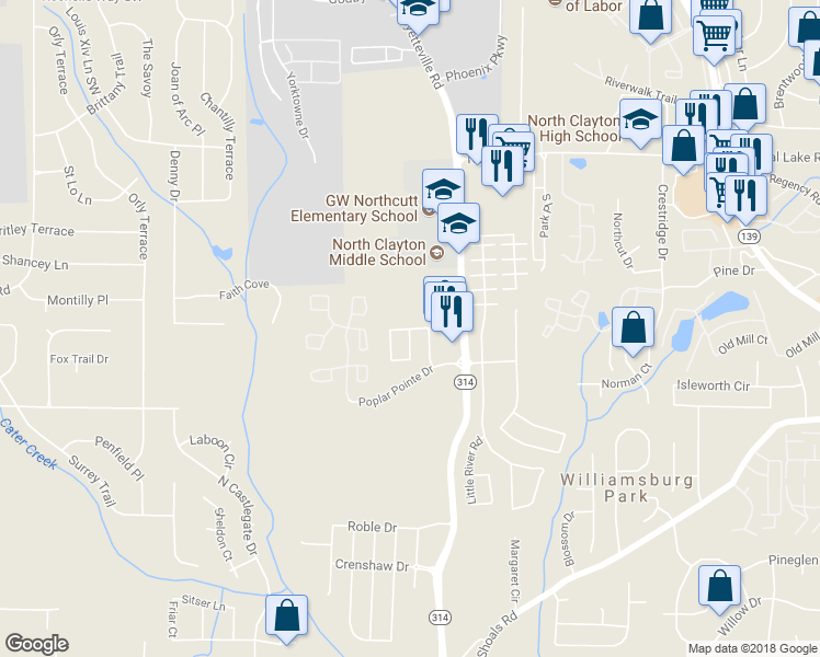 map of restaurants, bars, coffee shops, grocery stores, and more near 1722 Broad River Road in Atlanta