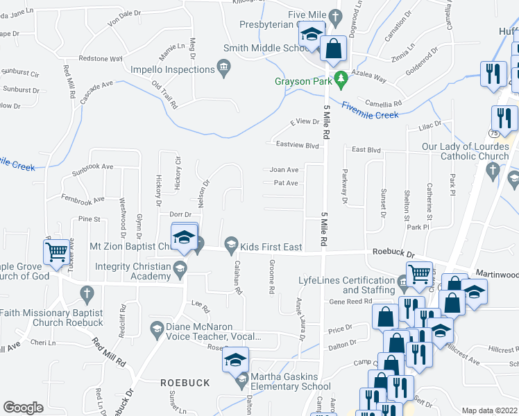 map of restaurants, bars, coffee shops, grocery stores, and more near 300 Robertson Avenue in Birmingham
