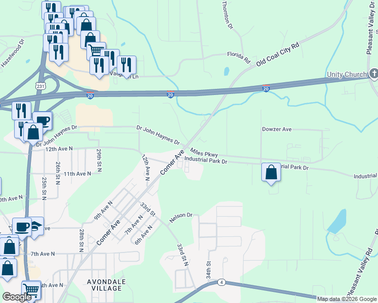 map of restaurants, bars, coffee shops, grocery stores, and more near 2811 Doctor John Haynes Drive in Pell City