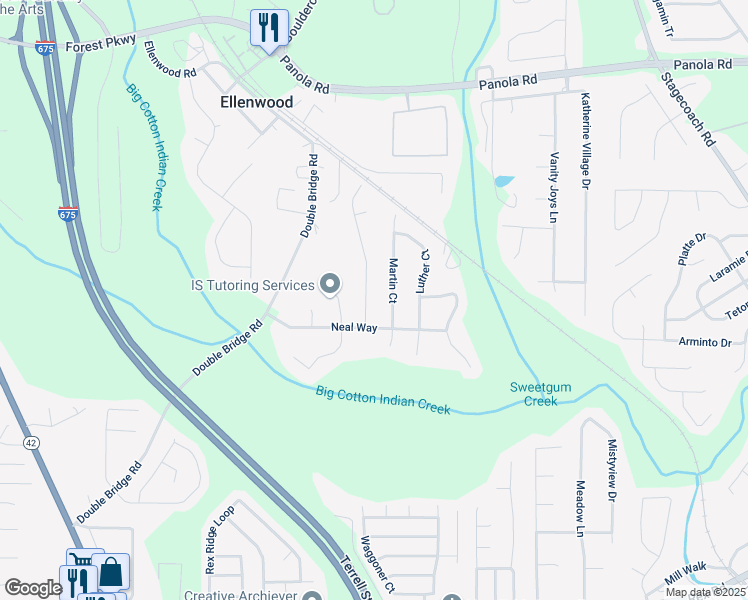 map of restaurants, bars, coffee shops, grocery stores, and more near 5578 Swanson Road in Ellenwood