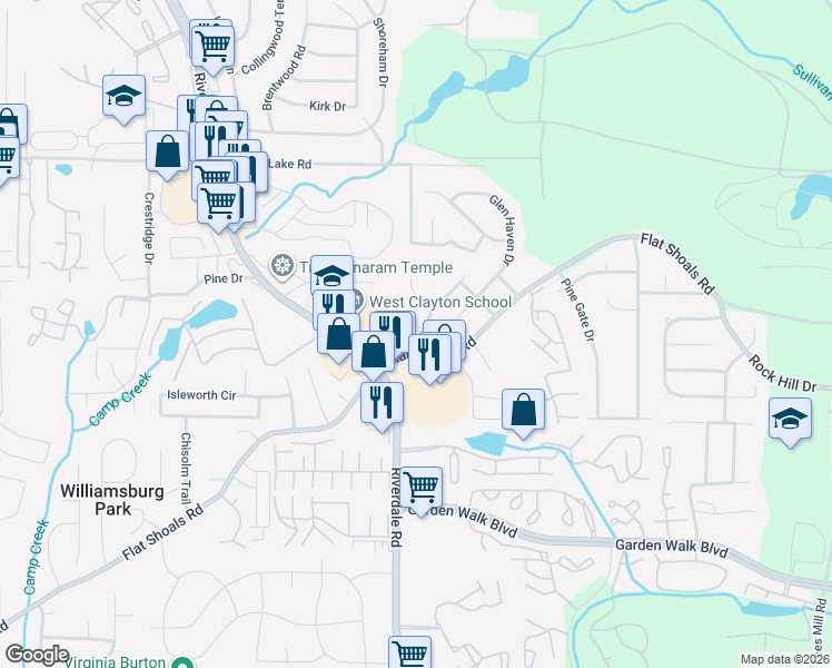 map of restaurants, bars, coffee shops, grocery stores, and more near 5599 Aspen Drive in Atlanta