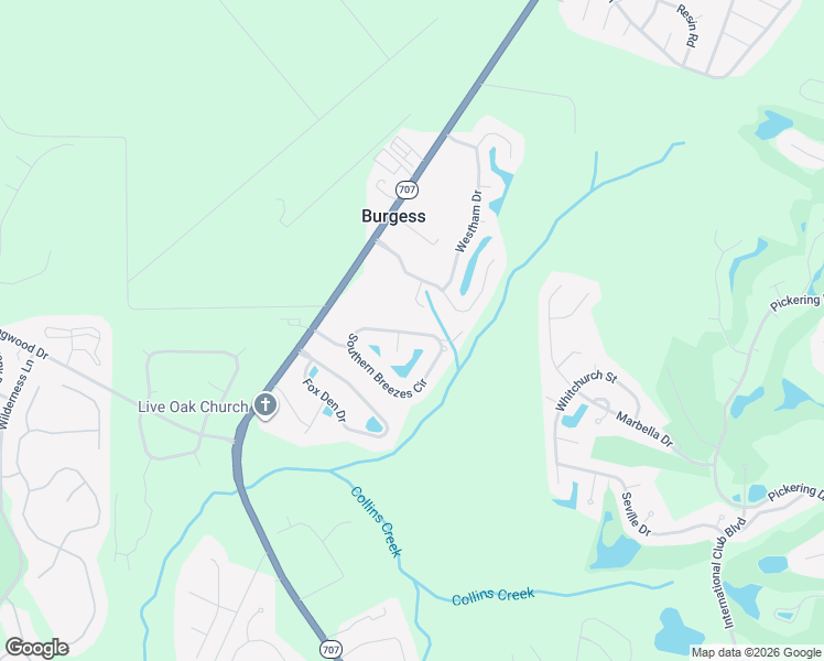 map of restaurants, bars, coffee shops, grocery stores, and more near 322 Southern Breezes Circle in Murrells Inlet