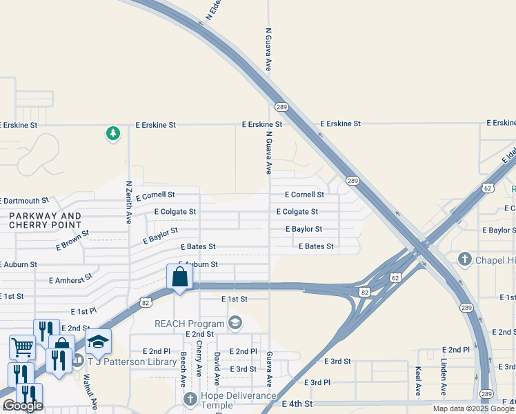 map of restaurants, bars, coffee shops, grocery stores, and more near 2939 Cornell Street in Lubbock