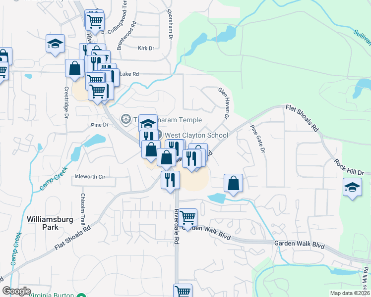 map of restaurants, bars, coffee shops, grocery stores, and more near 5599 Aspen Drive in Atlanta