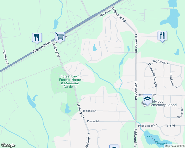 map of restaurants, bars, coffee shops, grocery stores, and more near 4155 Winston Circle in College Park