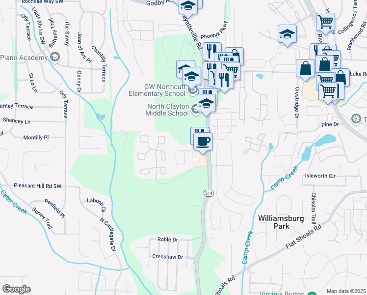 map of restaurants, bars, coffee shops, grocery stores, and more near 1796 Broad River Road in Atlanta