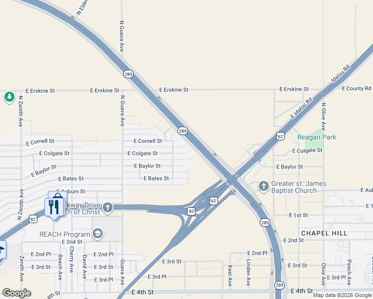 map of restaurants, bars, coffee shops, grocery stores, and more near 3509 East Colgate Street in Lubbock