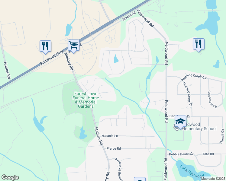 map of restaurants, bars, coffee shops, grocery stores, and more near 4154 Winston Circle in College Park