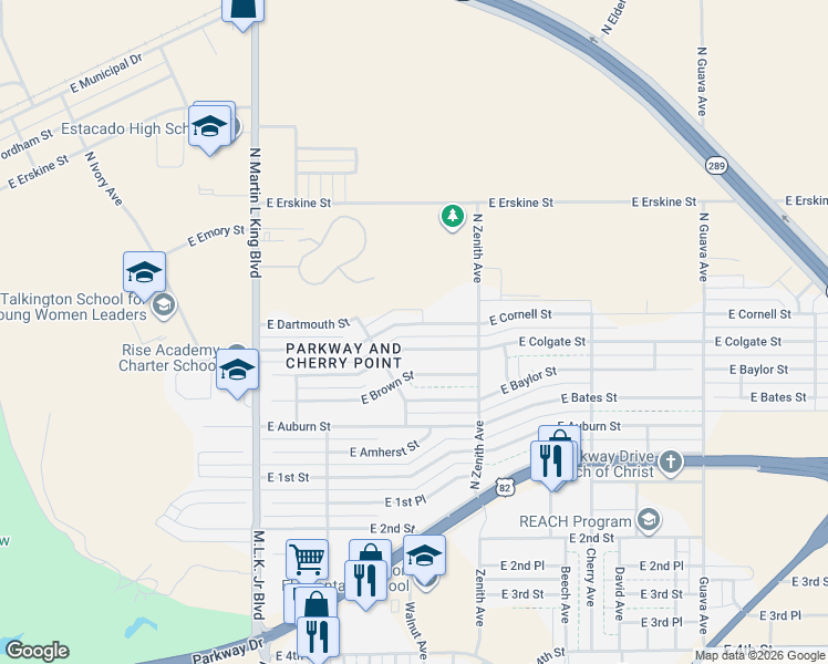 map of restaurants, bars, coffee shops, grocery stores, and more near 1916 E Cornell St in Lubbock