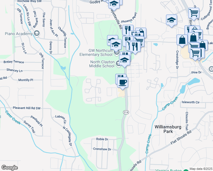 map of restaurants, bars, coffee shops, grocery stores, and more near 1796 Broad River Road in Atlanta
