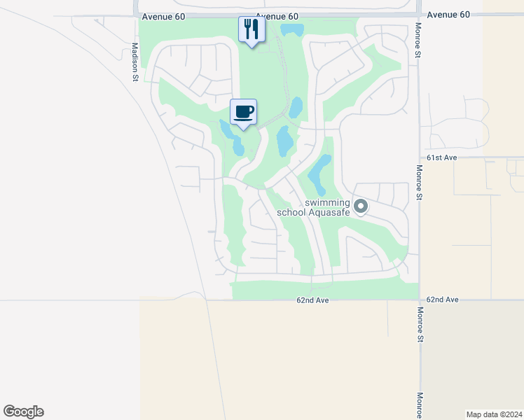 map of restaurants, bars, coffee shops, grocery stores, and more near 81450 Moonstone Court in La Quinta