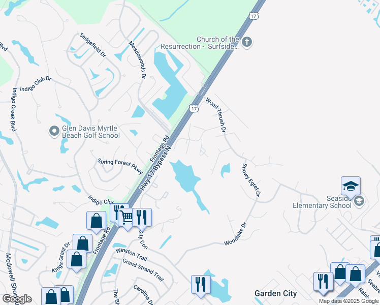 map of restaurants, bars, coffee shops, grocery stores, and more near 2303 Sweetwater Cove in Murrells Inlet