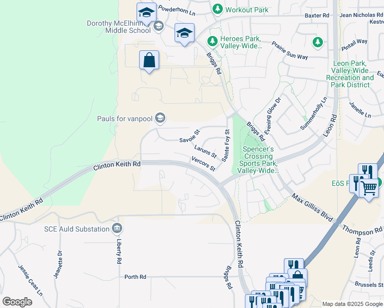 map of restaurants, bars, coffee shops, grocery stores, and more near 30304 Vercors Street in Murrieta