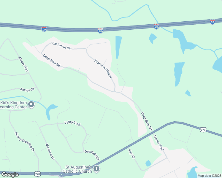 map of restaurants, bars, coffee shops, grocery stores, and more near 130 Deep Step Road in Covington